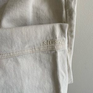 STUSSY DOUBLE KNEE 100% COTTON OFF-WHITE PANTS